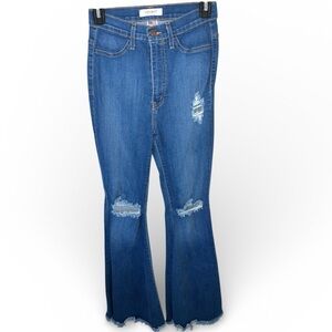 Vibrant MIU Distressed Flare Jeans Size 7 High Rise